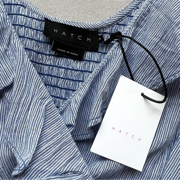 NWT HATCH Sarah Maternity Pinstripe Ruffle Midi Dress - Picture 6 of 9